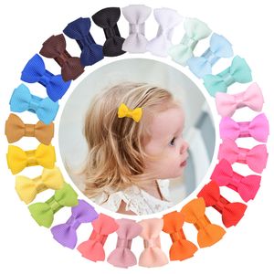 Baby Girls Bow Hairpins Candy Color Grosgrain Ribbon Bows Barrettes Kids Infant Hair Clips Accessories Clipper 25 Solid Colors YL1012