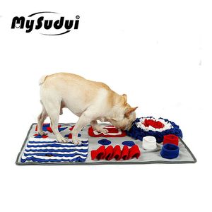 Hond Puzzel Speelgoed Interactieve Pet Dispenser Toy Slow Feeds Food Mat Training Foeragage Snuiven SnuffelMat Feeder Pad Y1125