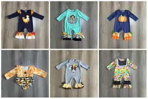 Girlymax autunno/inverno neonate vestiti per bambini abbigliamento per bambini zucca pulcino girasole pagliaccetto pannolini per bambini bottoni a pressione volant di cotone 201027