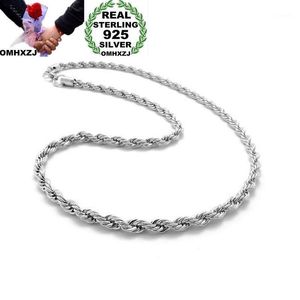 Chains OMHXZJ Wholesale Personality Fashion Unisex Party Wedding Gift Silver 4MM Rope Chain 925 Sterling Necklace NC1861