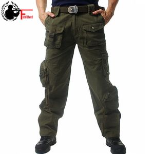 Taktiska byxor män multi pocket byxor casual combat militär arbete byxor bomull armé kläder kamouflage lastbyxor manlig LJ201007