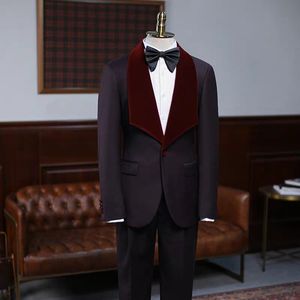 Herren-Blazer, Bräutigam-Smoking, gekerbtes großes Revers, maßgeschneiderter Slim-Fit-Anzug für den besten Mann, Hochzeit, Herren-Bräutigam-Anzüge (Jacke + Hose)