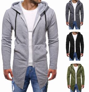 Hoodies dos homens camisolas 2021 Outono e inverno estilo jovem homens mid-comprimento casual fita cor sólida cor de cardigan