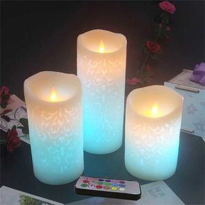 Multiple Color Light Changing Led Wax Candle With RGB Remote,Wedding Supply/Bar,SPA,KTV,el,Chirstmas, Year 211222