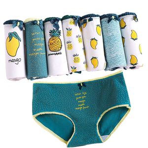 Intimo Donna Mutandine di cotone Slip sexy da donna Mango Fruit stampato Panty Underpant per le donne Calcinhas Girls 7 pezzi / lotto Pantaloncini 201112