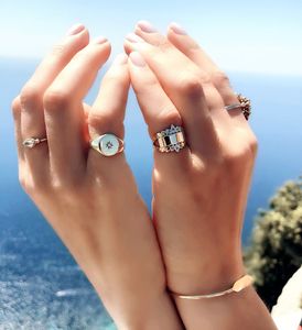 2021New Przybył Boże Narodzenie Gift Fashion Finger Biżuteria 5a Cubic Cyrkonia CZ Starburst Star Signet Ring Minimalistyczna Biżuteria
