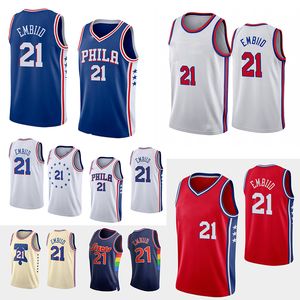 Men Basketball jersey Joel Embiid #21 Harden #1 Tyrese Maxey #0 Harris #12 Iverson 3 white red 2021-22 city jerseys Men youth S-XXL