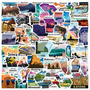 Pack of 50Pcs Wholesale United States Map Stickers For Luggage Skateboard Notebook Helmet Water Bottle Phone Car decals Kids Gifts