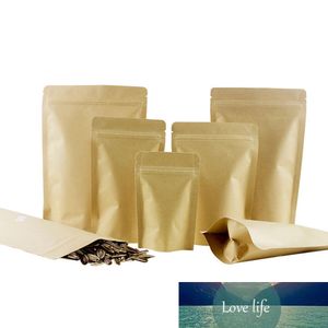 50Pcs/lot Stand Up Kraft Paper Aluminum Foil Zip Lock Tear Notch Recyclable Package Bags Self Sealing Food Storage Packaging Bag