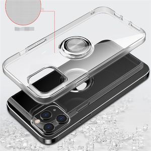 Temizle Halka Telefon Kapak Kılıf iphone 11 12 Pro Max 11 7 8 Artı Kılıf Manyetik Silikon Funda Coque