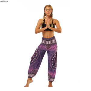 Kvinnor Skriv ut Yoga byxor Thailand Lös Harem Fitness Running Sportbyxor Snabbtork High Beach Pant Bloomers Mandala Tango New H1221