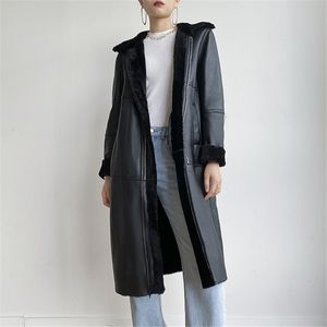 Oftbuy New Luxury Real Fur Coat Winter Jacket Kvinnor Äkta läder Dubbel Faced Fur Merino Sheep Fur Outerwear Streetwear 201031