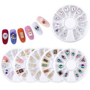 Multi Formas Diamonte Nail Art Decorações Na Placa Giratória Colorido AB Rhinestone Jóias Para Unhas Beleza Artesanato DIY Decoraciones De Unas