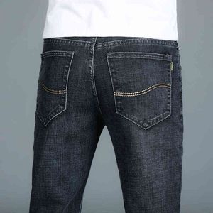 Spring Autumn 2020 Men's Smart Jeans Business Fashion Straight Regular gray Stretch Denim Trousers Classic Men Plus Size 28-40 G0104