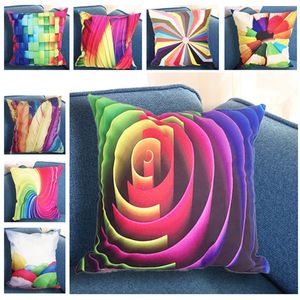 3D Pillow Case Silk Pillowcase Linen Car Sofa Square Cushion Cover Pattern Printed Decor Home Throw Pillowcase Wholesale