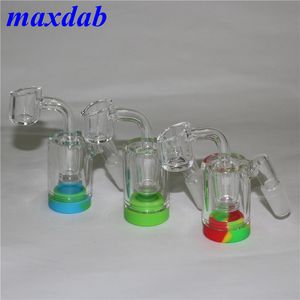 Hochwertiger Shisha-Glas-Bubbler-Aschefänger mit 5-ml-Silikonbehältern, 14-mm-Verbindungen, Quarz-Banger-Nagel-Aschefänger-Bong-Wasserpfeife