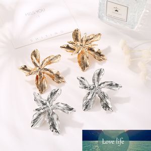 New Elegance Gold/Silver Color Big Flower Drop Dangle Earring Trendy Metal Floral Party Jewelry Pendientes for Women Gifts