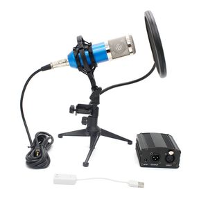 New BM 800 Microphone Professional Recording Condenser Microphone Portable Filter Triangle Bracket Kit Phantom Power