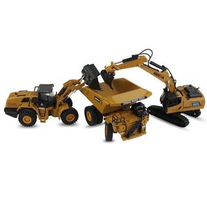 Huina Model 1:60 Scale Alloy Excavator Dump Truck Wheel Loader Engineering Vehicle Diecast Toy Christmas New Year Gifts LJ200930