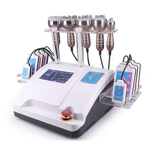 Ultrasonic bantning Maskin Fettsugning Kavitation Vakuum Bipolär Multipolär Radiofrekvens RF 8 PADS Diod Lipo Laser Vikt Fettförlust