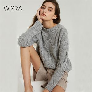 Wixra الصلبة البلوزات الخريف الشتاء الإناث يا الرقبة عارضة الدافئة السيدات محبوك سترة البلوفرات المرأة صداري 201017