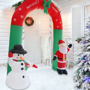 2,4m High Christmas Inflável Archway Yards Arco com Santa Claus Snowman Decorações De Partido de Xmas para Casa Porta Ano Novo Decoração 201204