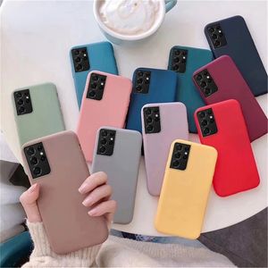 Candy Color Silicone Telefon Väskor för Samsung Galaxy S21 S20 Ultra Se S10 S9 S8 Plus S10E Lite 2020 S7 Edge Matte Soft TPU Cover