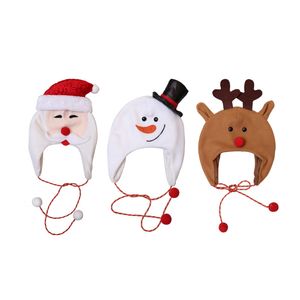 Santa Claus Christmas Hats Red Black Plaid Xmas Cap Short Plush with White Cuffs Fabric Noel Hat Decoration JK2011XB