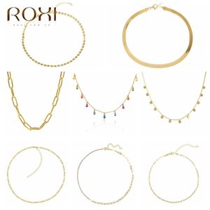 Roxi Trend Farbe Gold Kette Halskette Für Frauen Silber Mädchen Clavicle Schmuck Daily Collares