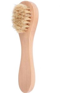 10pcs Natural Boar Bristles Spa Facial Brush Face Brush with Wood Handle Remove Black Dots Rub