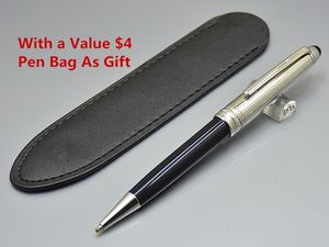 Skicka gratis gåva läderväska Luxury MSK Black Resin Silver Cap Ballpoint Pen Writing School Office Supplies med serienummer på klipp