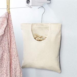 Förvaringspåsar Clothespin Hängande väska Stor öppning med 360 ° Roterande krok för badrum