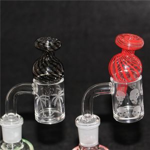 Fumo Banger al quarzo reale al 100% con piatto al quarzo con tappo in carb 14mm Chiodo senza cupola Maschio 90 gradi pericolo di quarzo per bong dab rig