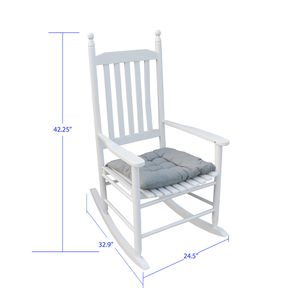 Coussins Chaises Blanches achat en gros de Chaise à bascule de porche Waco facile à assembler en bois de taille confortable avec coussin chaise de journal à usage extérieur ou intérieur blanc
