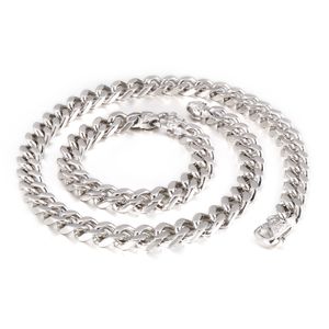 12mm largo 24 polegadas +9 polegadas conjunto de jóias de aço inoxidável link cadeia colar + pulseira conjunto de alta polida hip-hop mens