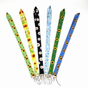 20pcs Color Sunflower Lanyard For Keychain ID Card Pass Gym Mobile Phone USB Badge Key Ring Holder Neck Straps