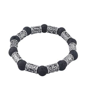 Creative Viking Rune Antique North Stone Beads Bracelet Strands Handmade Bangles for Men Jewelry Gift