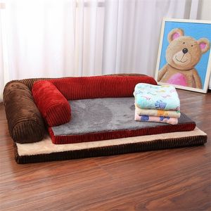 Letto per cani Morbido Pet Cat Letti per cani con cuscino Mermory Foam Puppy Dog House Cuscino Mat Divano a forma di L Divano per cani di taglia grande 201130