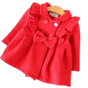 Autumn Spring Girls Long Sleeves Red Blue Cotton Coats Outerwear Jackets Tops Kids Christmas Party Clothings 201104