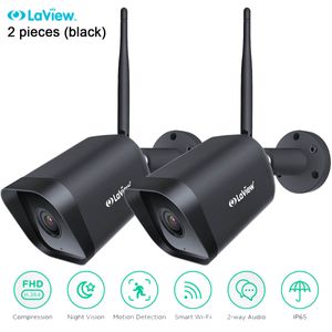Laview 1080p hd Smart Home Wi-Fi камера водонепроницаемая ночь AI Chen Chean обнаружение камеры безопасности для домашней безопасности (2 штуки черный) на Распродаже