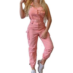 Damskie Dwa Piece Spodnie Plus Rozmiar Kombinezon Biuro Lady Bez Rękawów Poliester Halter Casual Backless Sexy Slim Kobiety Romper Pant Sets