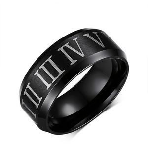 Novo Popular Design Mens Cool Titanium Steel Ring Black Matte Acabado Anéis Tamanho 7/08/9/10/11