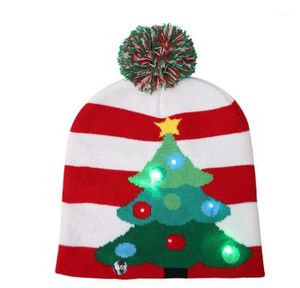 Party Hats 6pcs/lot LED Christmas Beanie Ugly Sweater Hat Light Up Knitted For Children Adult1