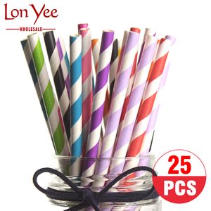 25pcs Disposable Biodegradable Paper Straws Colorful Creative Drinking Straw Birthday Party Decoration Kids Baby Shower Wedding Party YL0196
