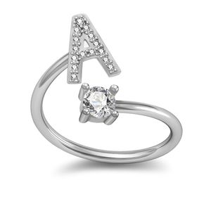 26 Столичное английское буква Кольцо Кристалл Английский начальное кольцо открыто регулируемые алмазные кольца женские ювелирные украшения воля и песчаный