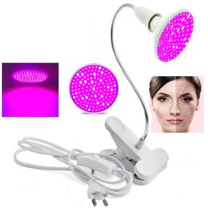 430nm-660nm Blå Röd 200lerad växtlampa E27 Hudåtriktning Skönhet Photo Light Therapy Anti Aging Föryngring Hudvårdsverktyg 7W