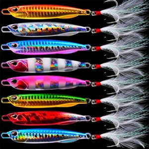 8 Pcs/lot Jigging Lure Set Fishing Lures Metal Spinner Spoon Fish Bait Jigs Japan Tackle Pesca Bass Tuna Trout 220107
