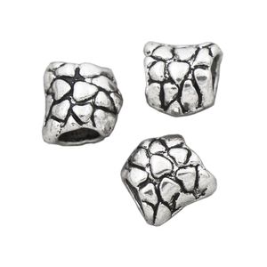 Alloy Antique Silver Volcanic Rock Design Heart Metal Big Hole Beads Fit European Bracelets Jewelry DIY L1477 180pcs/lot