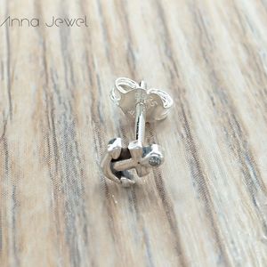 Authentic 925 Sterling Silver Pandora My Anchor Single Stud Earrings luxury for women men girl Valentine day birthday gift 298536C01