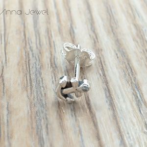 Autentyczny 925 Sterling Srebrny Pandora My Anchor Single Stud Kolczyki Luksus dla kobiet mężczyzn dziewczyna walentynkowa prezent urodzinowy 298536C01